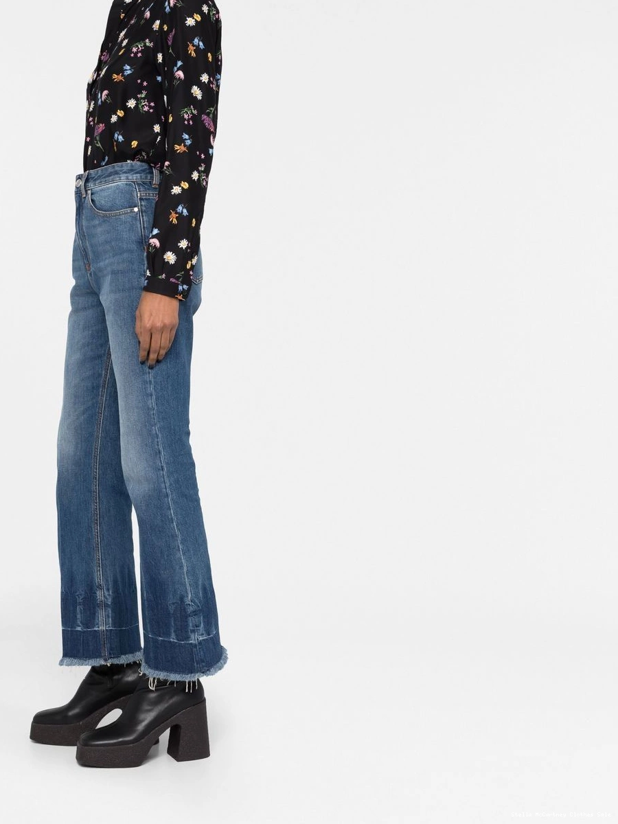 Cheap jeans Stella McCartney cropped Women frayed-edge 0731
